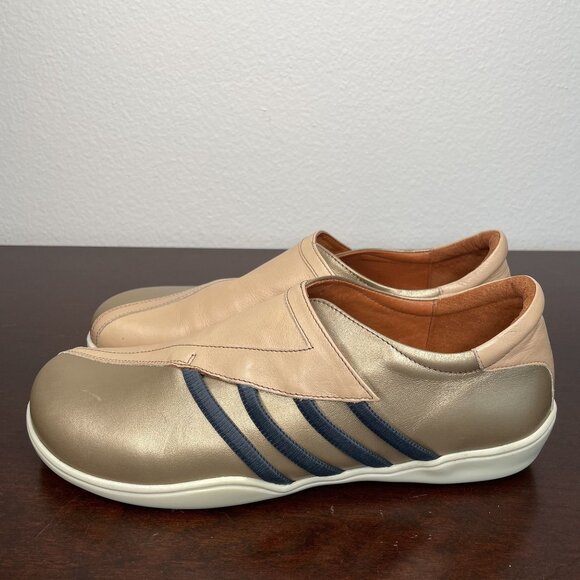 Birkenstock Shoes - Footprints By Birkenstock Womens Beige & Gold Leather Slip-On Shoes Size 41